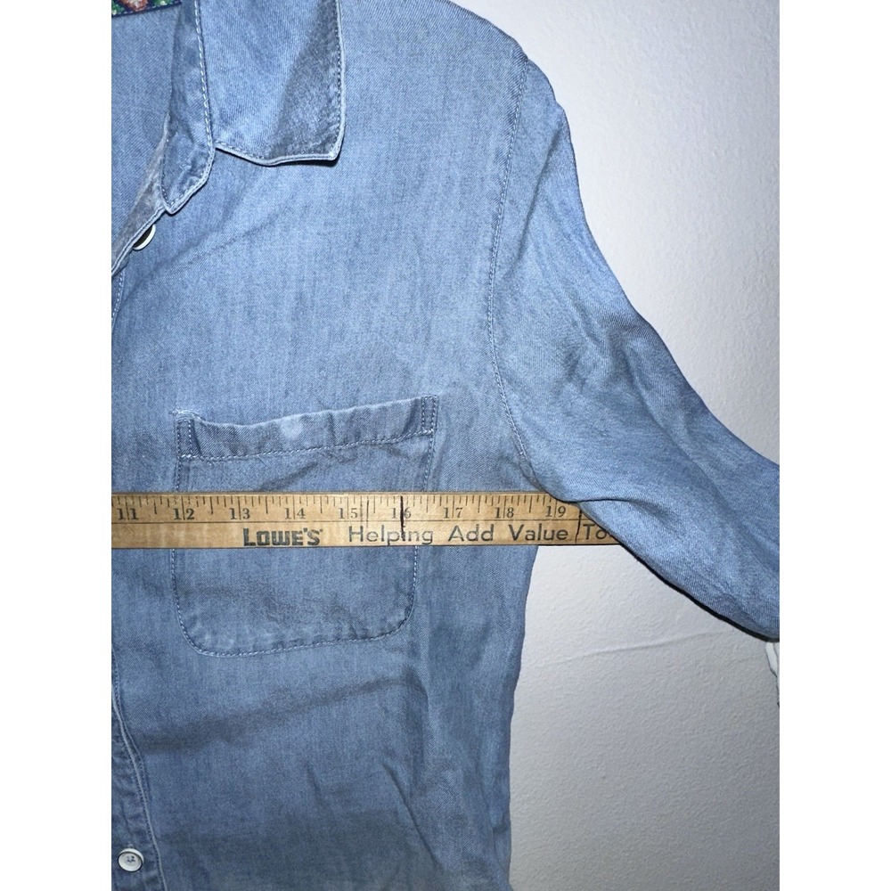 Soft Surroundings Top Size Small Button Down Chambray Linen‎ Tunic Blue Ombré - Picture 4 of 6